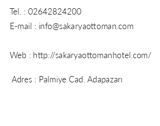 Sakarya Ottoman Hotel iletiim bilgileri